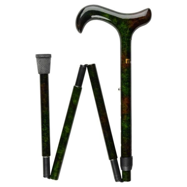 Scratch and Dent Green Impressionist Adjustable Folding Derby Carbon Fiber Walking Cane V3121 For Discount - Image 2