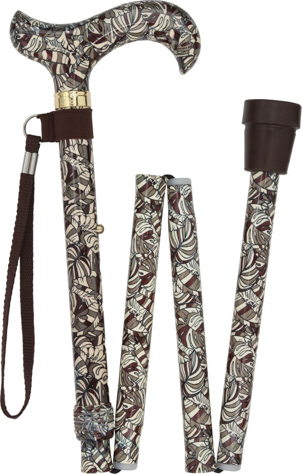 Scratch and Dent Bahama Leaf Designer Derby Folding Adjustable Cane V3070 For Sale - Image 2