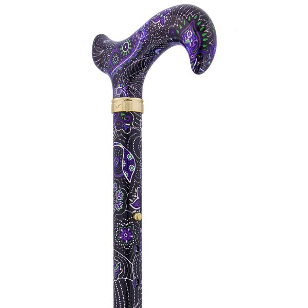 Scratch and Dent Purple Majesty Adjustable Folding Designer Derby Cane with Retractable Ice tip V2227 Online Sale - Image 5