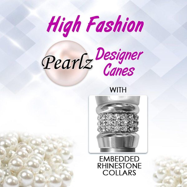 Scratch and Dent Rhinestone Designer Folding Cane: Platinum Pearlz White Swirl V3120 Online now - Image 4