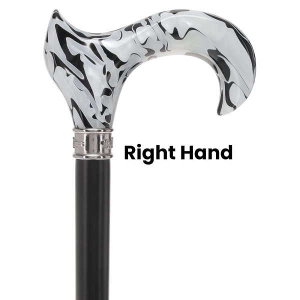 Black Onyx Swirl Cane: Pearlescent Handle, Embossed Collar Online - Image 2