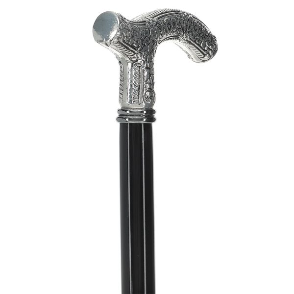 Scratch and Dent Downton Abbey Inspired - Silver 925r Petite Embossed Fritz Handle Walking Cane V2020 Online Sale - Image 5