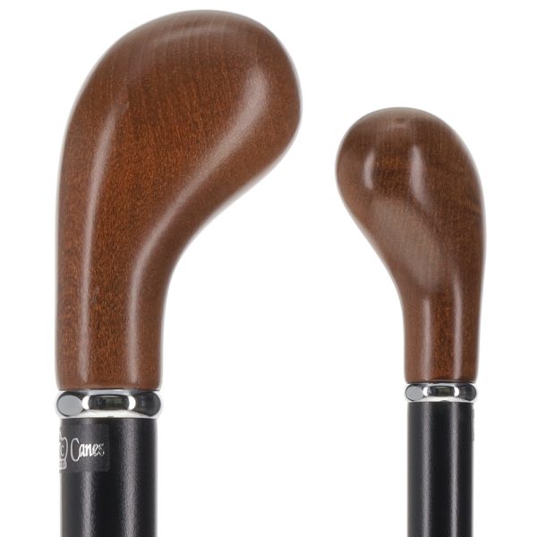 Scratch and Dent Espresso Knob Handle Walking Stick With Black Beechwood Shaft and Silver Collar V1237 Supply