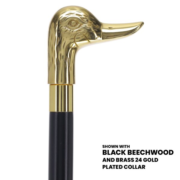 Scratch and Dent Brass Duck Handle Walking Cane w  Wenge Shaft and Brass Gold Collar V3163 Hot on Sale - Image 3