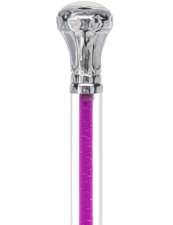 Color Crystal Elegance Chrome Knob Cane with Invisible Acrylic Shaft Options For Sale - Image 4