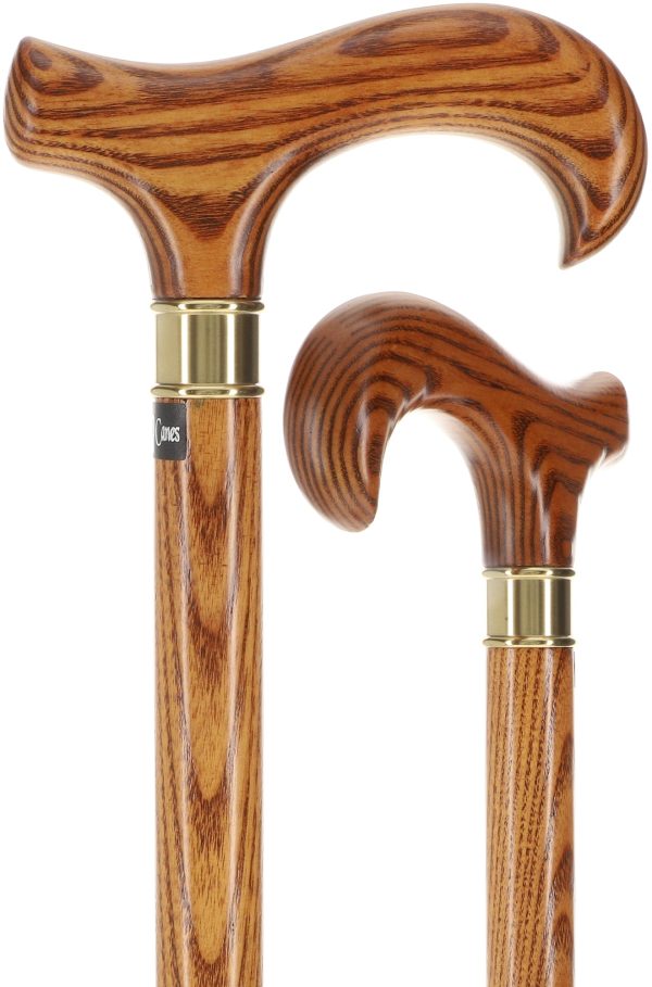 Extra Strong Espresso Ash Wood Derby Cane - Elegant & Durable w  Standard Option Sale