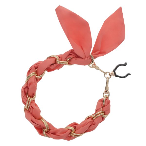 FashionStix Luxury Peach Silk Satin scarf with Chain Wrist Strap with Clip Holder Online now - Image 2
