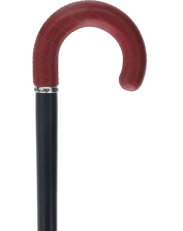 Unique single item listing: Red leather wrapped tourist walking cane w  black shaft Online - Image 2