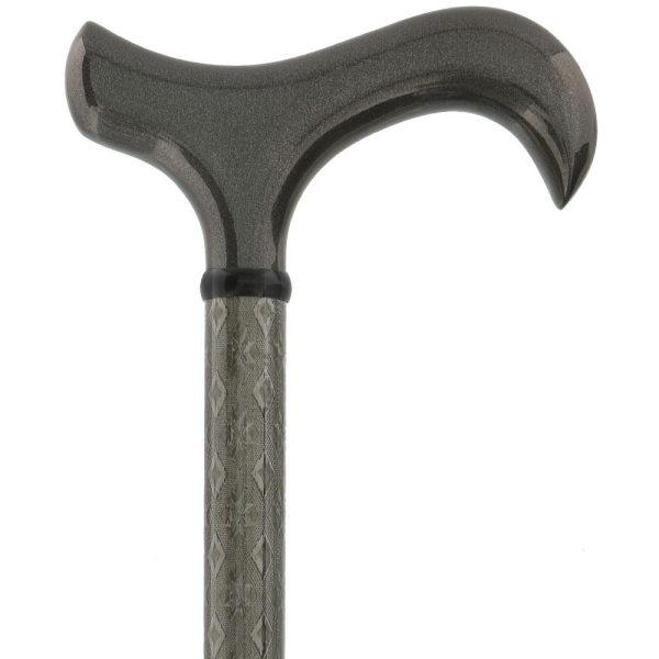 Gray 3D Diamond Pattern Adjustable Derby Carbon Fiber Walking Cane For Discount - Image 2
