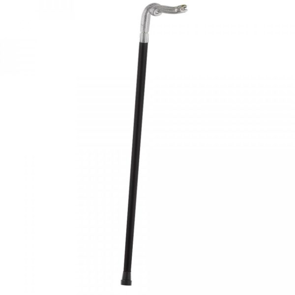 Cunningly Vicious Snake Nickel Plated Fritz Handle Cane w  Custom Shaft & Collar on Sale - Image 4