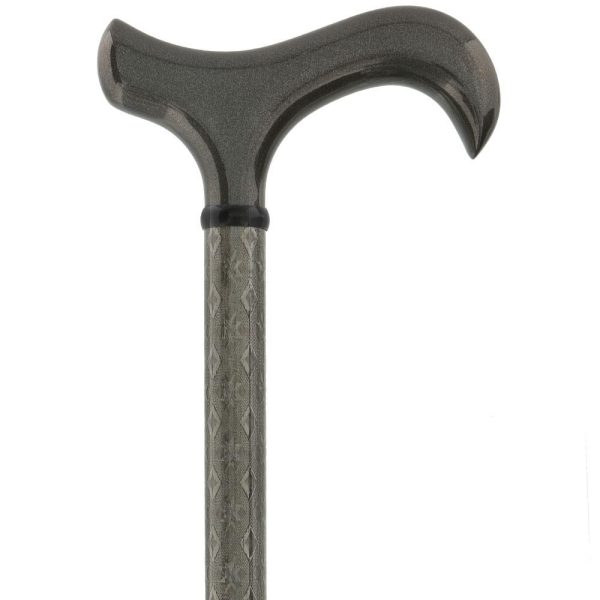 Gray 3D Diamond Pattern Adjustable Derby Carbon Fiber Walking Cane For Discount - Image 3