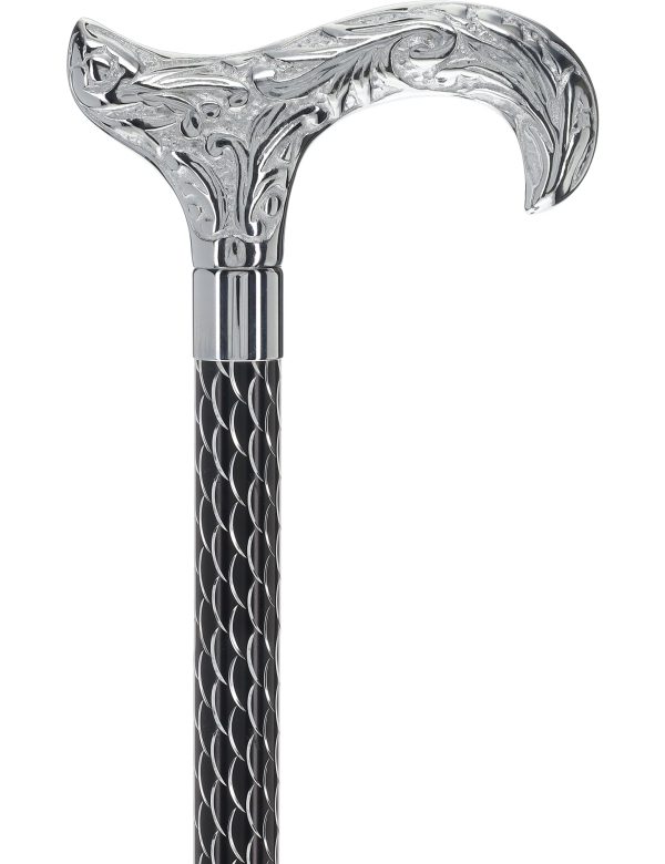 Scratch and Dent Derby Premium Chrome Brass Cane: Laser-Etched Custom Shaft V2347 Cheap - Image 3