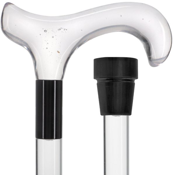 Clear Lucite Derby White Bubble Handle Walking Cane with Lucite Shaft and Custom Collar Discount - Image 4