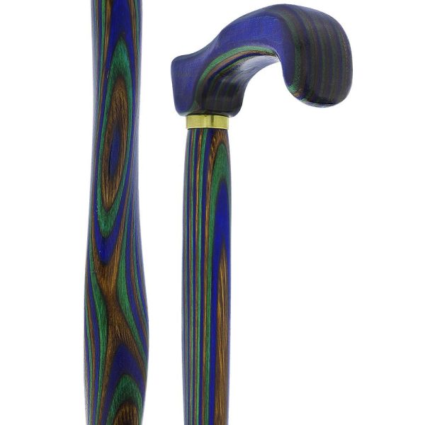 Scratch and Dent Green Blue and Brown Colortone Classic Derby Handle Walking Cane With laminate Birchwood Shaft V2207 Hot on Sale - Image 3