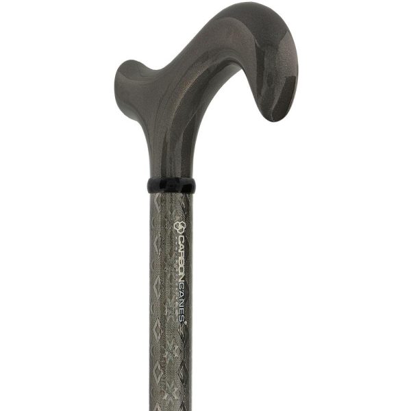Gray 3D Diamond Pattern Adjustable Derby Carbon Fiber Walking Cane For Discount - Image 4