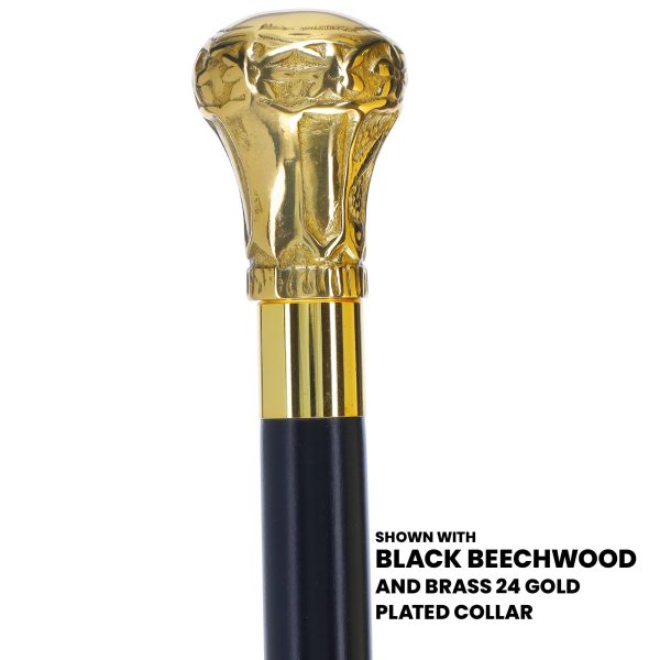 Scratch and Dent Premium Brass Knob Walking Cane: Custom Shaft & Collar V2371 For Cheap - Image 4