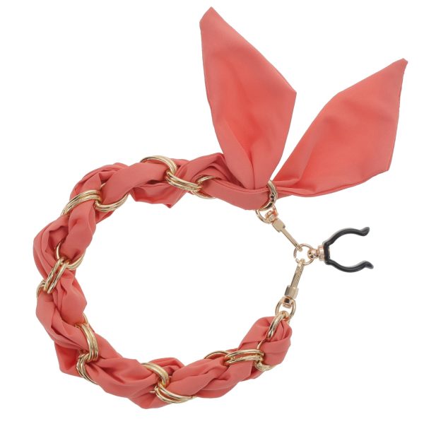 FashionStix Luxury Peach Silk Satin scarf with Chain Wrist Strap with Clip Holder Online now