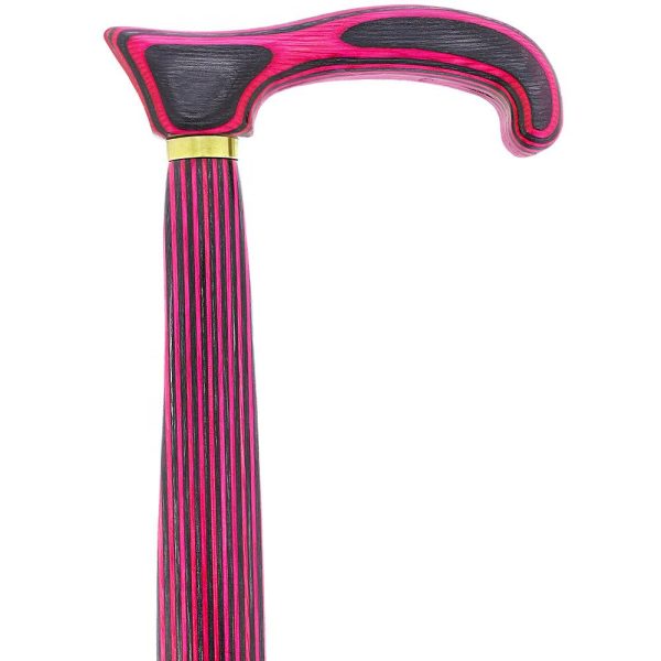 USA-Made Twisted Pink & Charcoal Cane: Vibrant Colorwood Laminate on Sale - Image 2